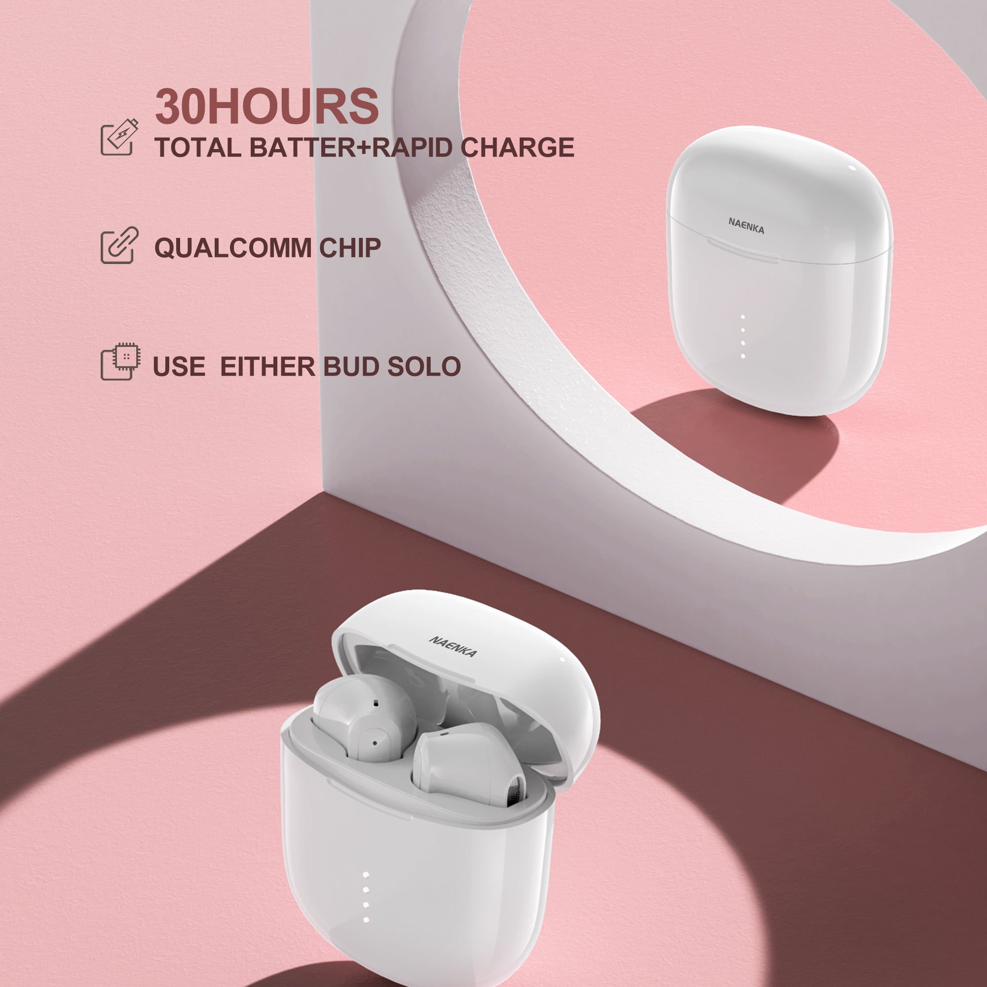 Nank Lite Wireless Gaming Earbuds with Charging Case White